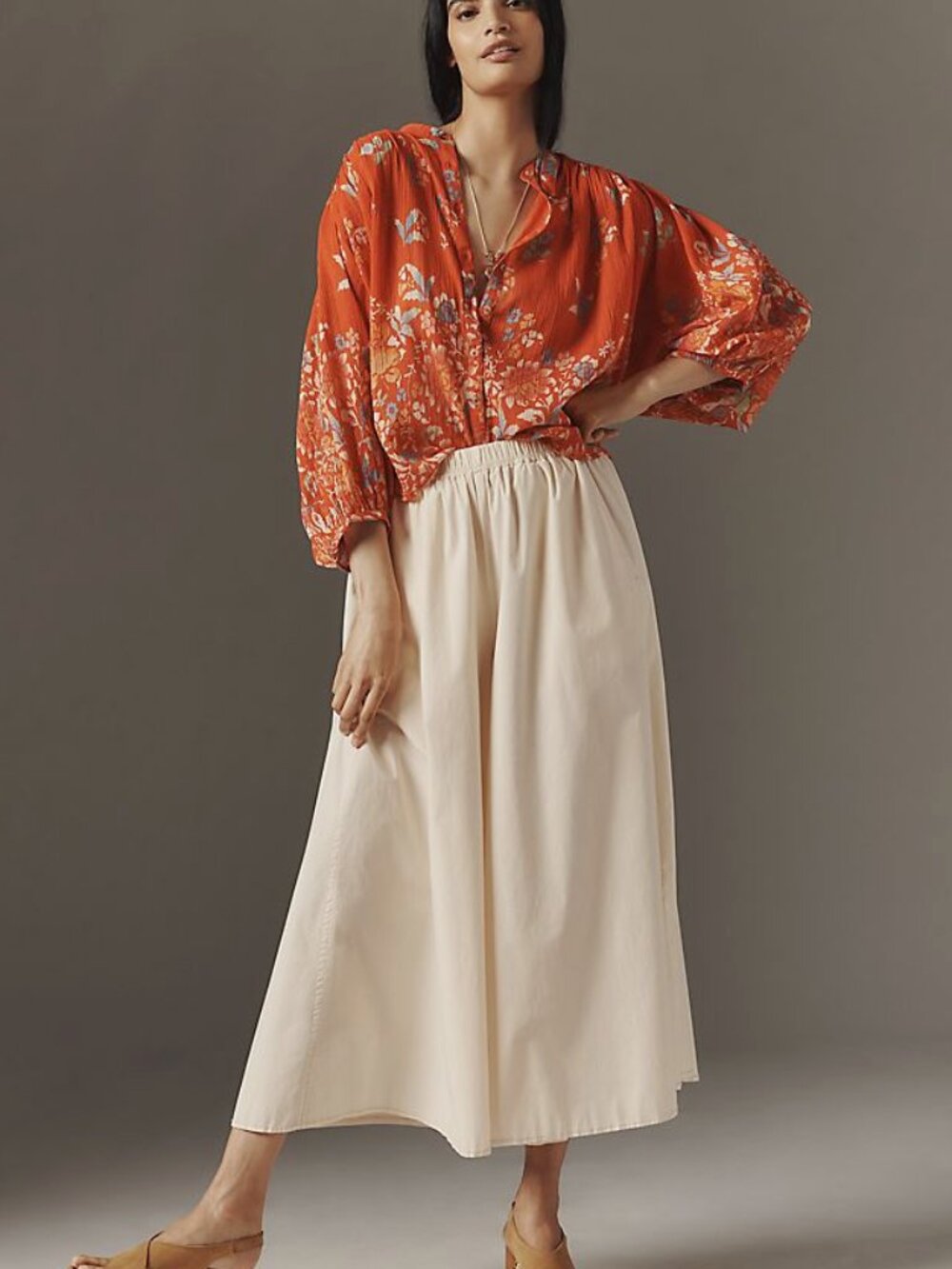 Anthropologie NWT Pilcro The Sidney Batwing Blouse in Tomato Red - S